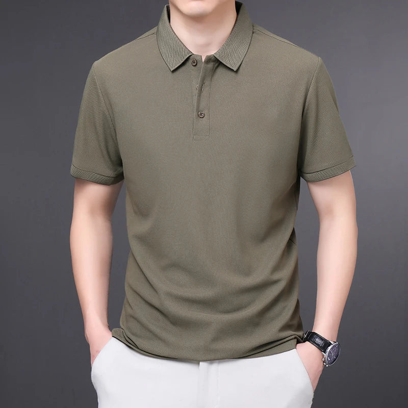 Men's Plain Short-Sleeve Polo Shirt – Summer Casual & Business Wear, Lightweight and Comfortable