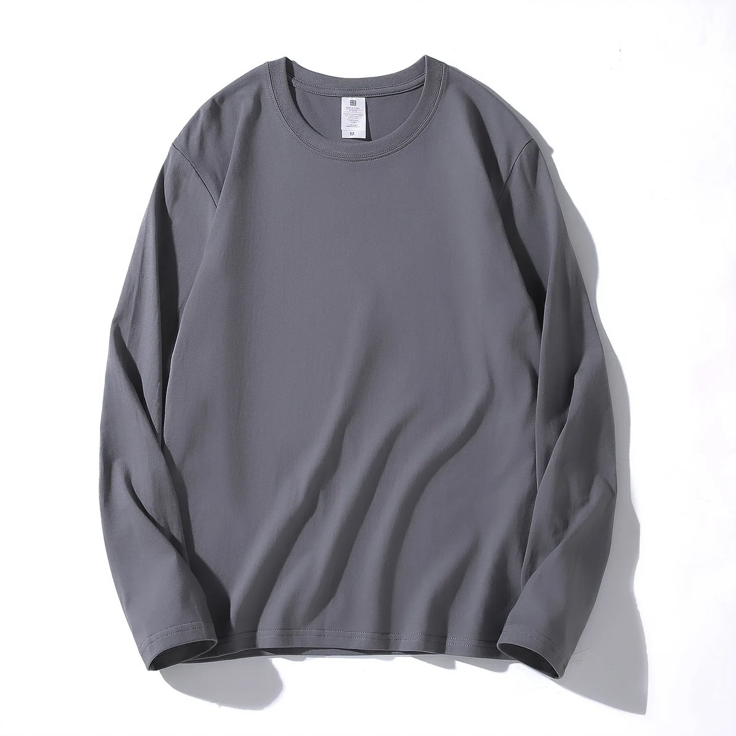 Men's 100% Cotton Long Sleeve T-Shirt – Solid Color, Round Neck Casual Top (MRMT 2025)