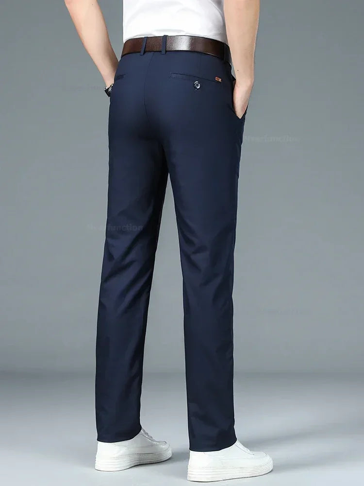 Men's Summer Bamboo Fiber Slim Fit Business Trousers – Breathable, Stylish Formal Long Pants for Casual or Office Wear
