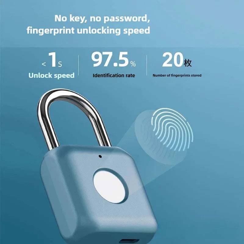 Smart Fingerprint Padlock – Electronic Lock for Luggage, Cabinets, Dorms, and More – Biometric Unlock for Secure Access