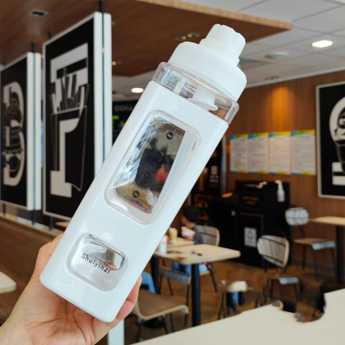 White Sports Water Bottle with Straw – 700/900ml Reusable Plastic Cup for Outdoor, Cycling & Home Use