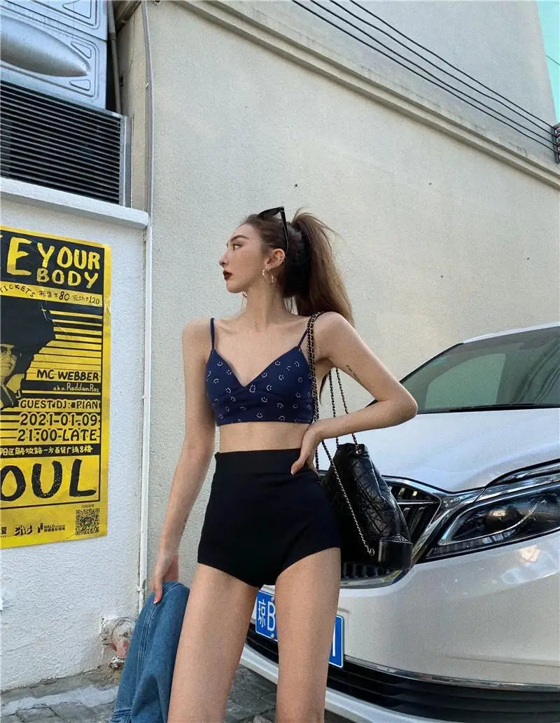 Women's High-Waist Black Shorts – Slim Fit Solid Color Summer Bottoms for Dance, Club, K-pop, and Streetwear Style (Up to 5XL)