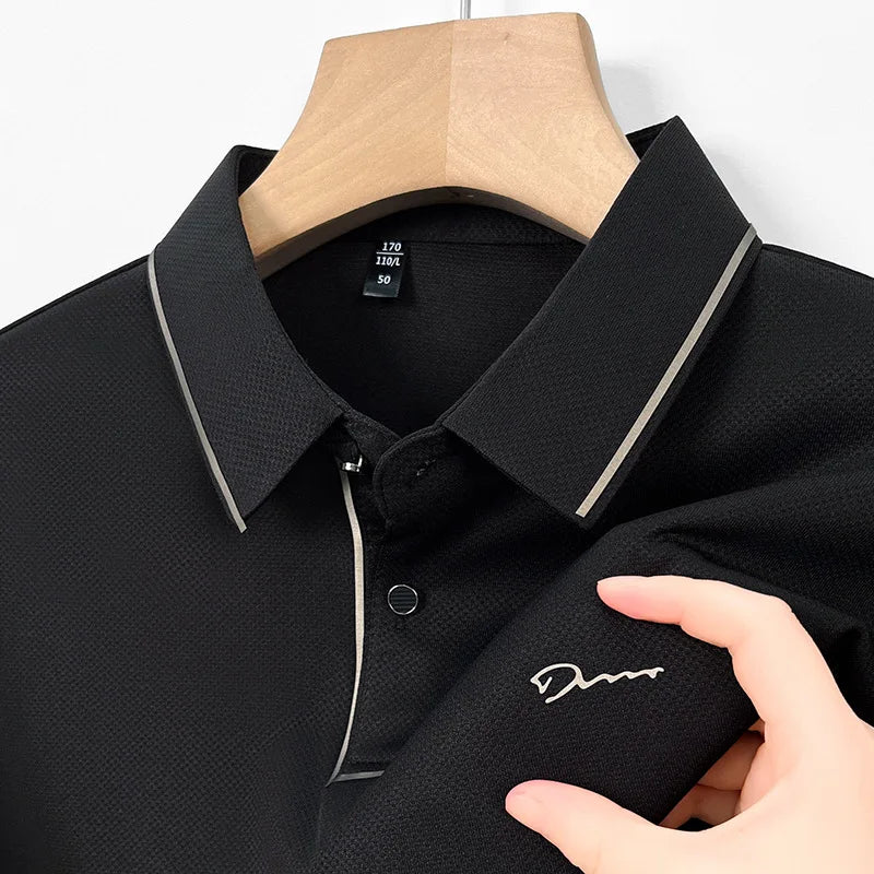 Men’s Premium Seamless Polo – Luxury Cool Fabric, Slim Fit, Anti-Wrinkle, Business‑Casual Golf Tee