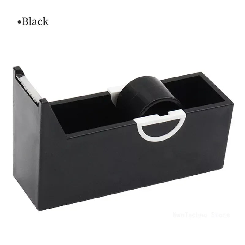 Plastic Roller Tape Dispenser with Cutter – Adhesive Tape Holder for Office, School, and Packing Supplies