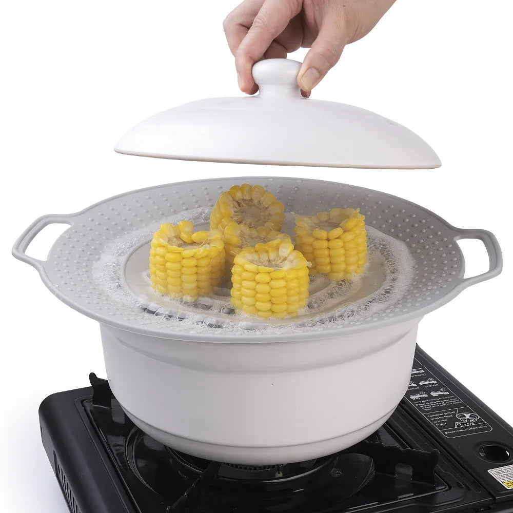 30cm Silicone Anti-Spill Pot Lid – Reusable Splash-Proof Cover for Microwave, Gas Cooktops & Kitchen Use
