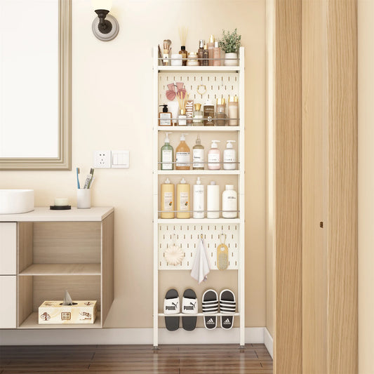 Wall-Mounted Bathroom Corner Shelf – Perforated Organizer Rack for Shampoo, Toothbrush, and Toiletries