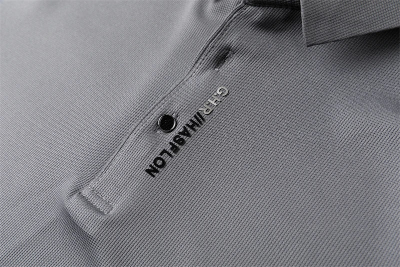 Men's Long Sleeve Polo Shirt – Solid Color, Business Casual, Stylish & Breathable Shirt with Badge Design