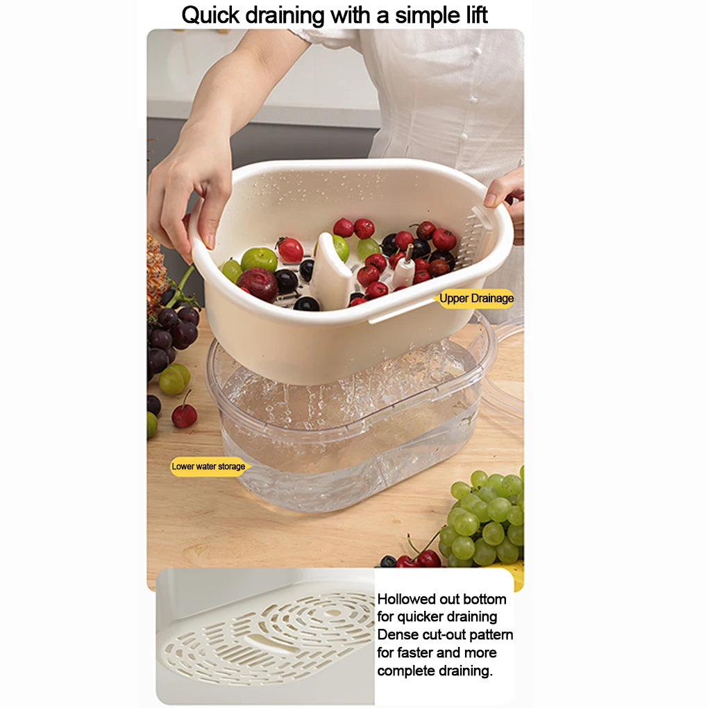 Effortless ABS Vegetable & Fruit Washing Basket – Gentle Lift Design with Drain Function