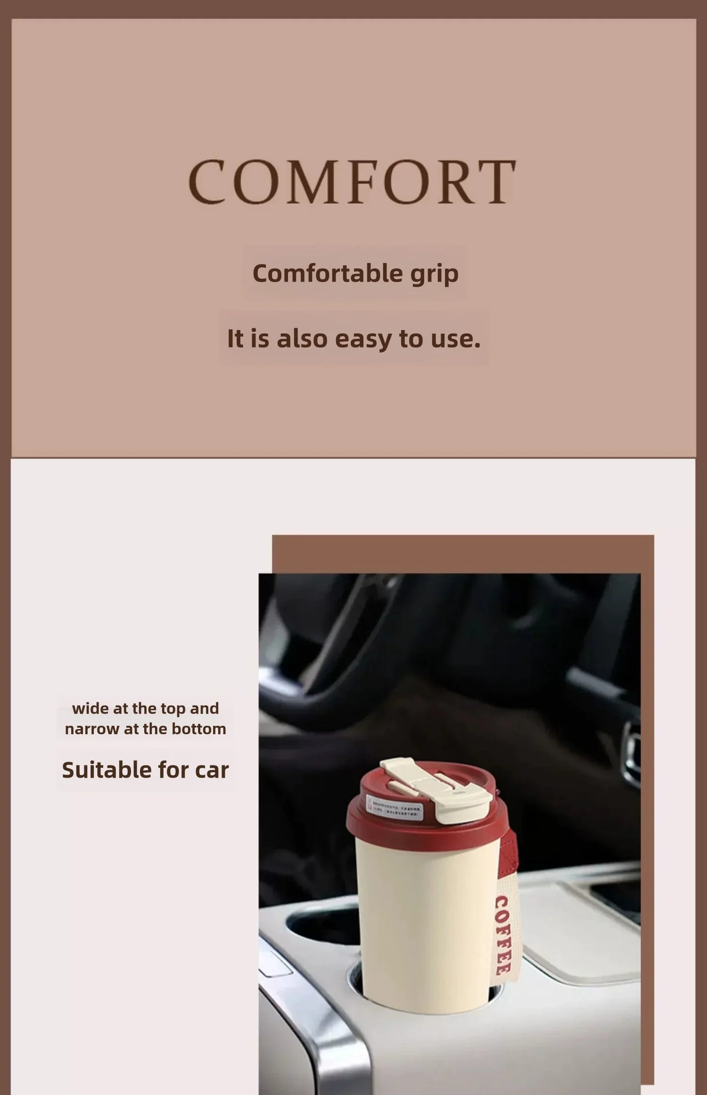 530ml Travel Coffee Mug – Reusable with Seal Lid, Stainless Steel & Ceramic Liner, Perfect for On-the-Go Coffee