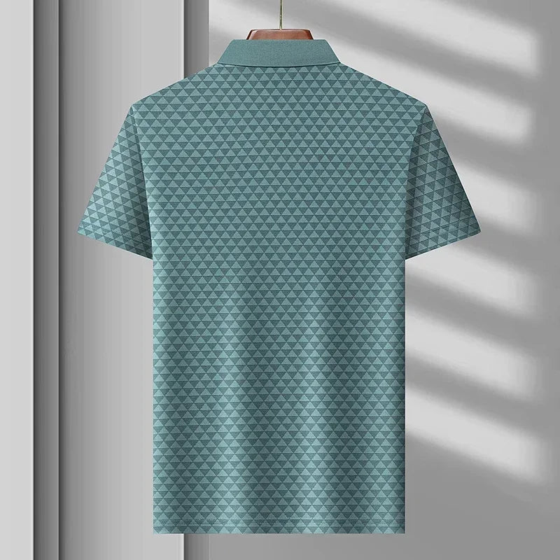 Men’s Breathable Ice Silk Polo Shirt – Seamless Short Sleeve Business Casual Summer Top