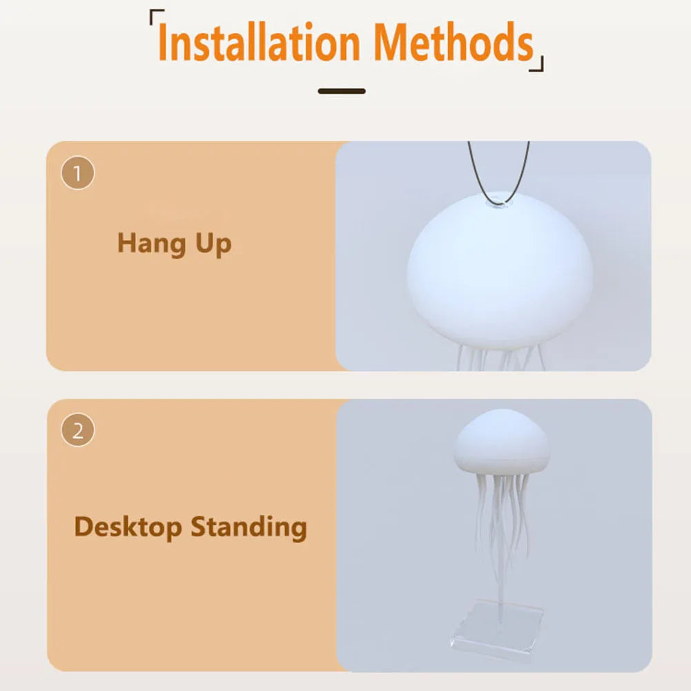 Voice-Controlled RGB Jellyfish Night Light – Gradient Bedside & Desk Lamp for Home or Office Decoration