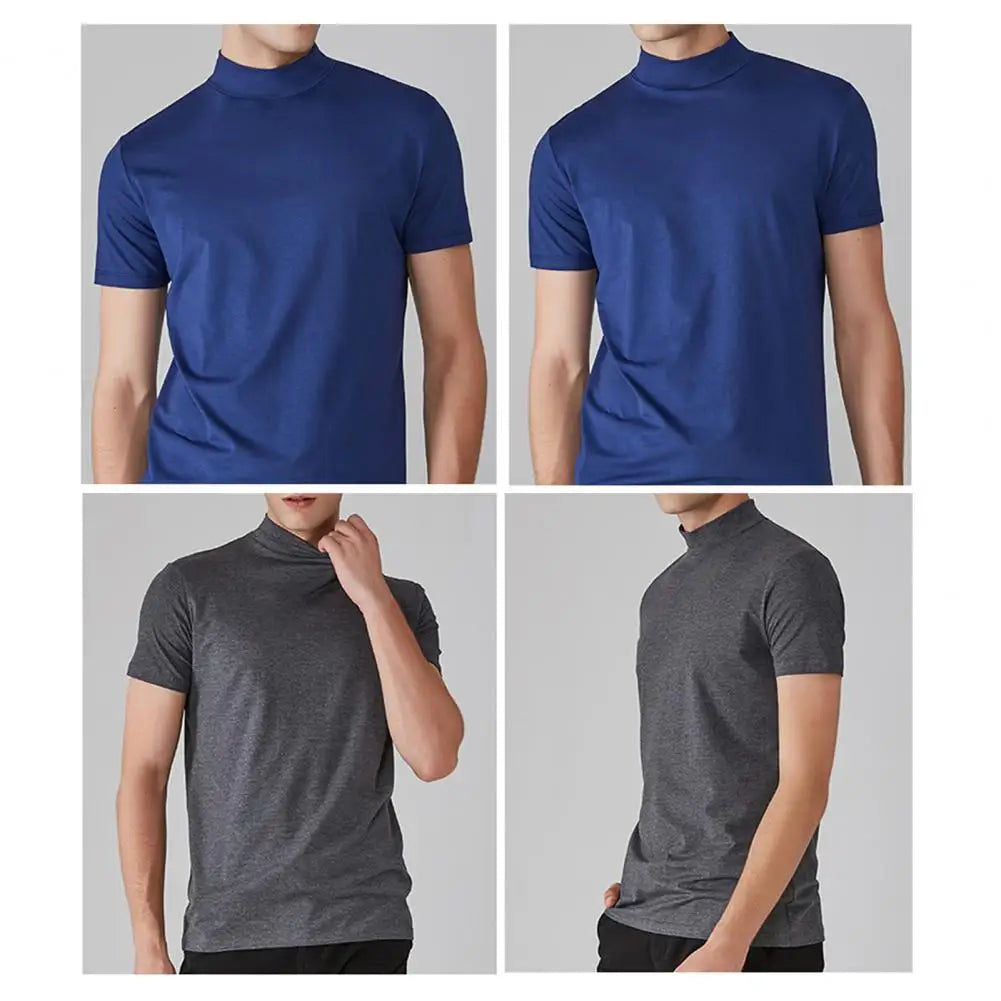 Men’s Slim Fit Half-High Collar Quick-Dry T-Shirt – Short Sleeve Lightweight Summer Sports Tee