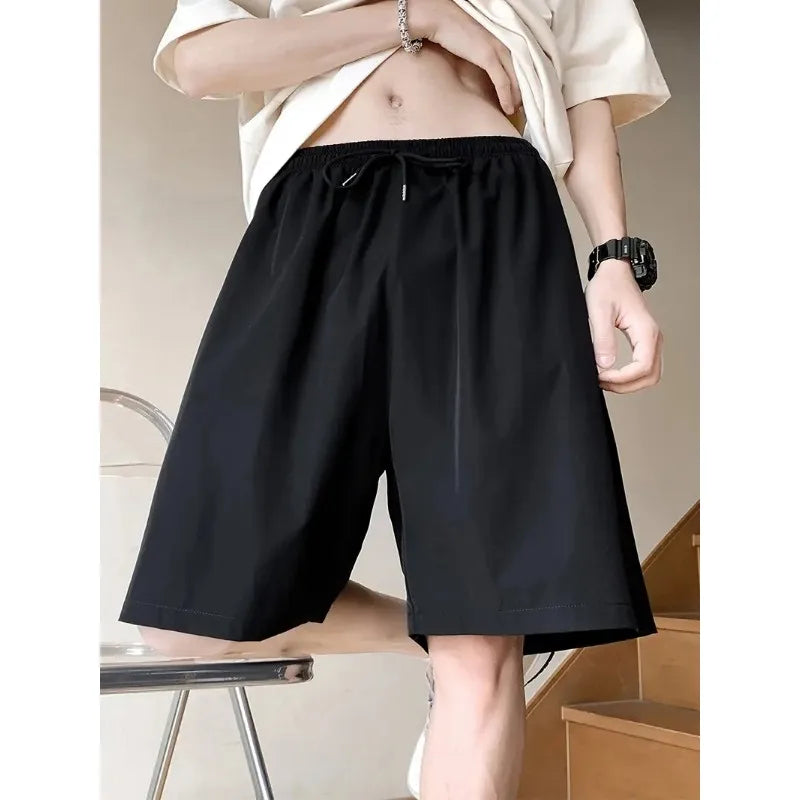New Summer Solid Color Casual Shorts – Trendy, Loose-Fit Sports & Beachwear for Men