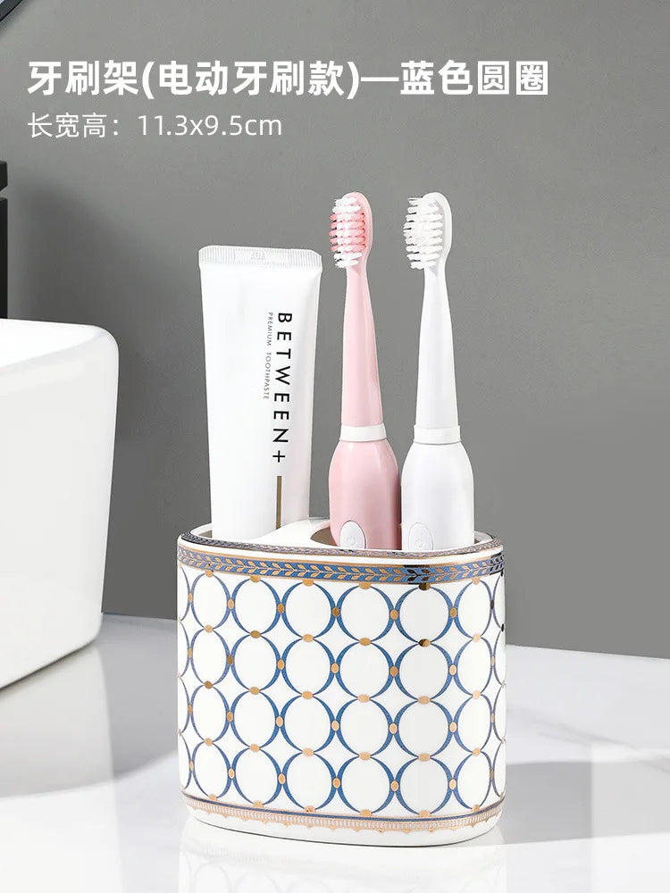 Luxury Ceramic Soap Dish with Irregular Stripes and Perforated Drainage – Household Bathroom Accessory with Washstand Gargle Cup