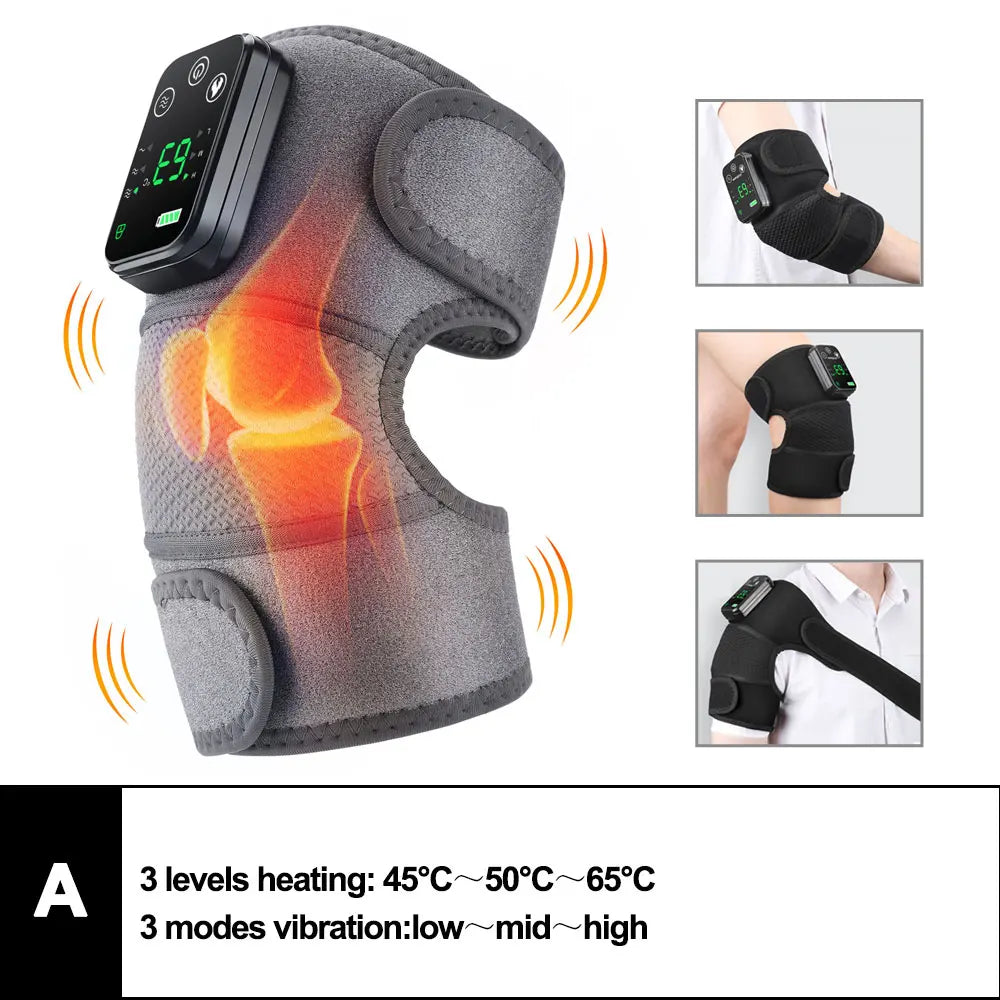 3-in-1 Electric Heated Knee Massager Pad with Vibration – Hot Compress for Shoulder, Elbow & Joint Muscle Relief