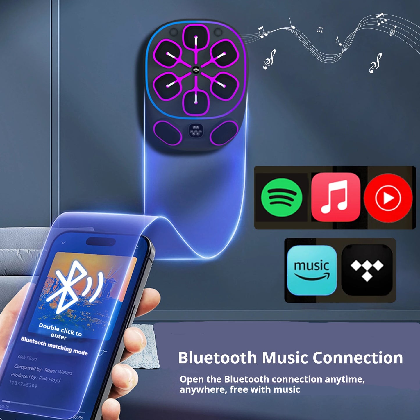 Bluetooth Smart Music Boxing Wall Target – Electronic Hook Punch Trainer for Adults, Wall-Mounted Home Gym Equipment