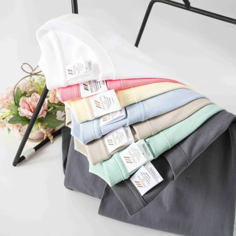 Unisex 100% Cotton Summer T-Shirt – Casual Loose Fit, Breathable Solid Color Tee for Men & Women