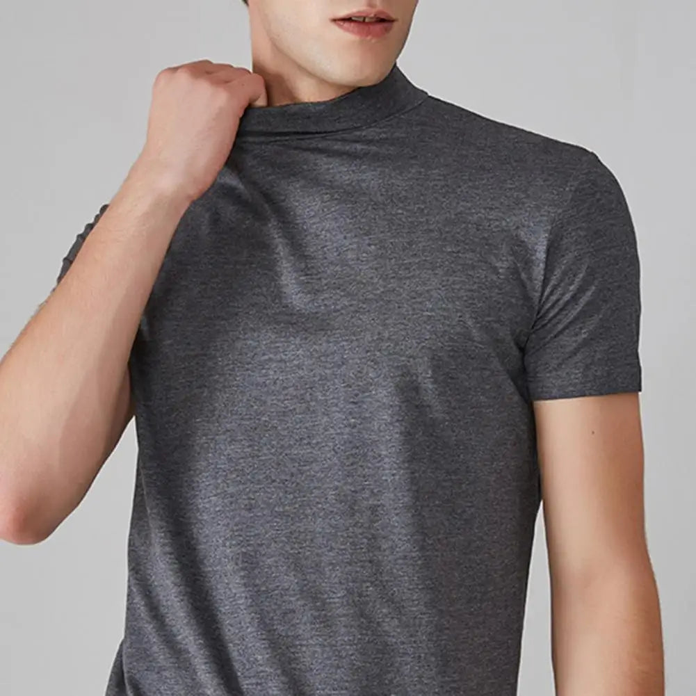 Men’s Slim Fit Half-High Collar Quick-Dry T-Shirt – Short Sleeve Lightweight Summer Sports Tee