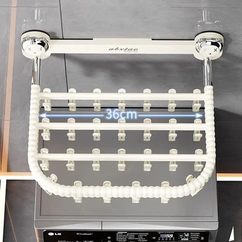 Rotating Suction Cup Folding Drying Rack with 27 Windproof Clips – Wall-Mounted Clothes Hanger for Socks, Towels, Balcony Use