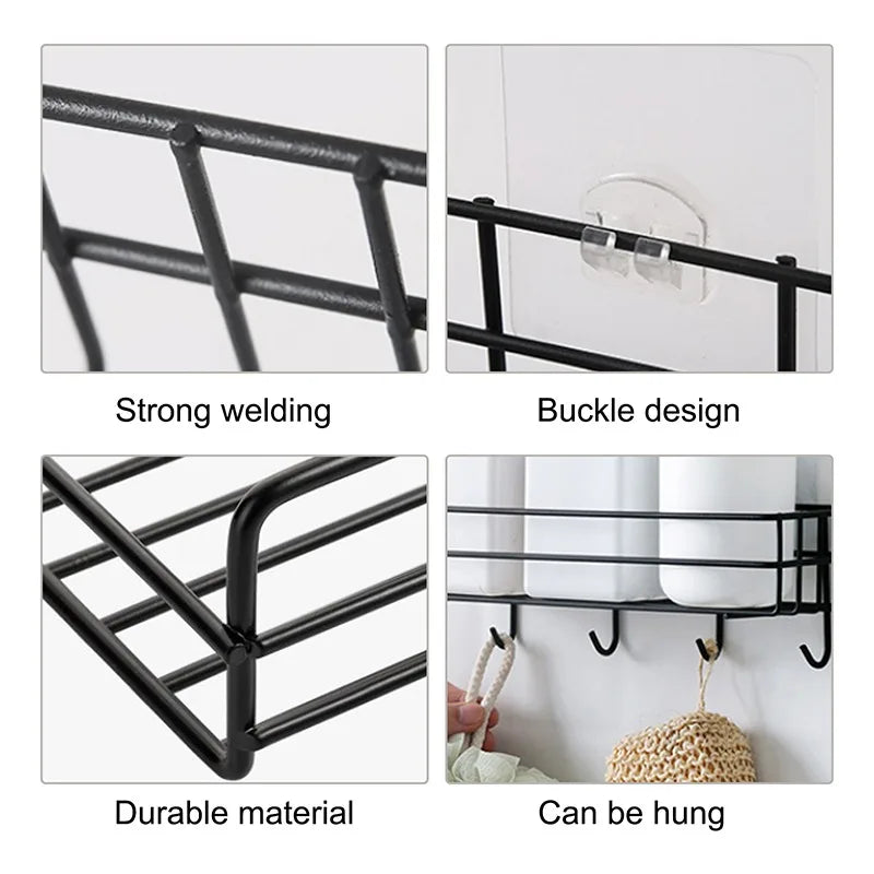 Corner Iron Bathroom Shelf Kitchen Organizer Rack Shower Caddy for Shampoo and Accessories Storage