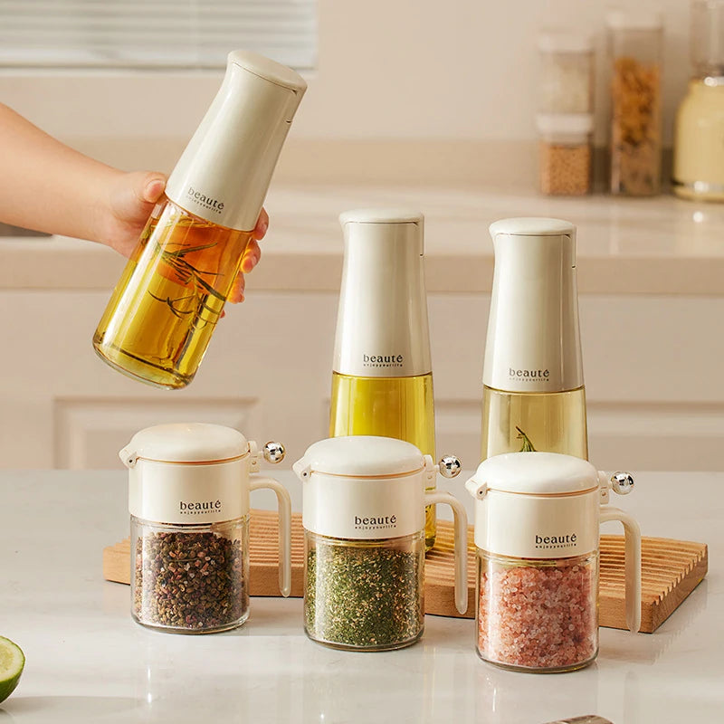 Moisture-Resistant Sealed Glass Spice Jar with Spoon – Kitchen Salt Container and Shaker