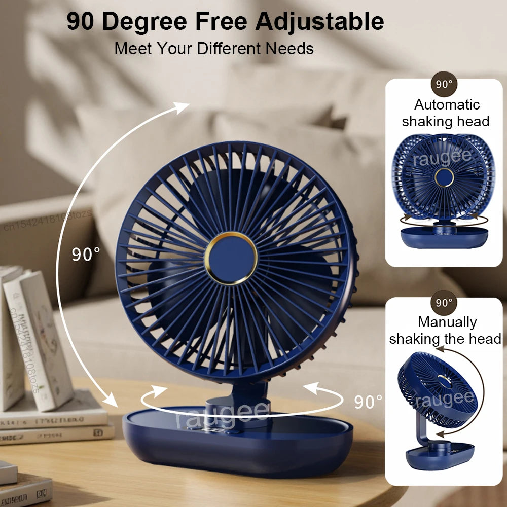 Compact USB Rechargeable Desk Fan with Digital Display – Small Portable Air Circulator for Desktop Use