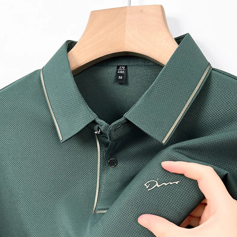 Men’s Premium Seamless Polo – Luxury Cool Fabric, Slim Fit, Anti-Wrinkle, Business‑Casual Golf Tee