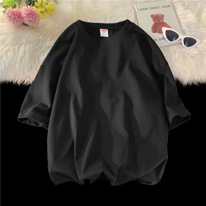Unisex Oversized Heavyweight Cotton T-Shirt – 260gsm Basic Solid Color Hip-Hop Style Summer Tee