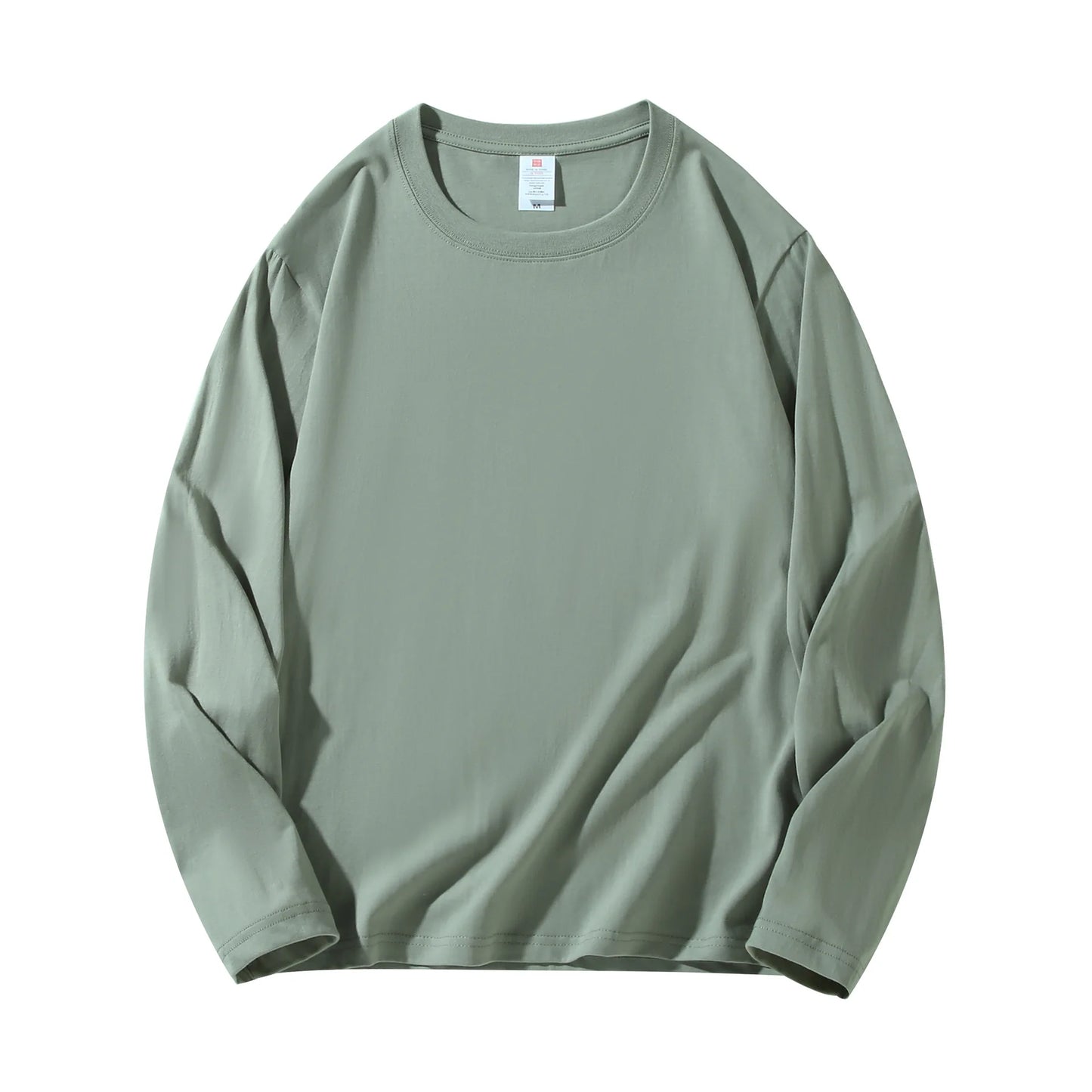 Men's 100% Cotton Long Sleeve T-Shirt – Solid Color, Round Neck Casual Top (MRMT 2025)
