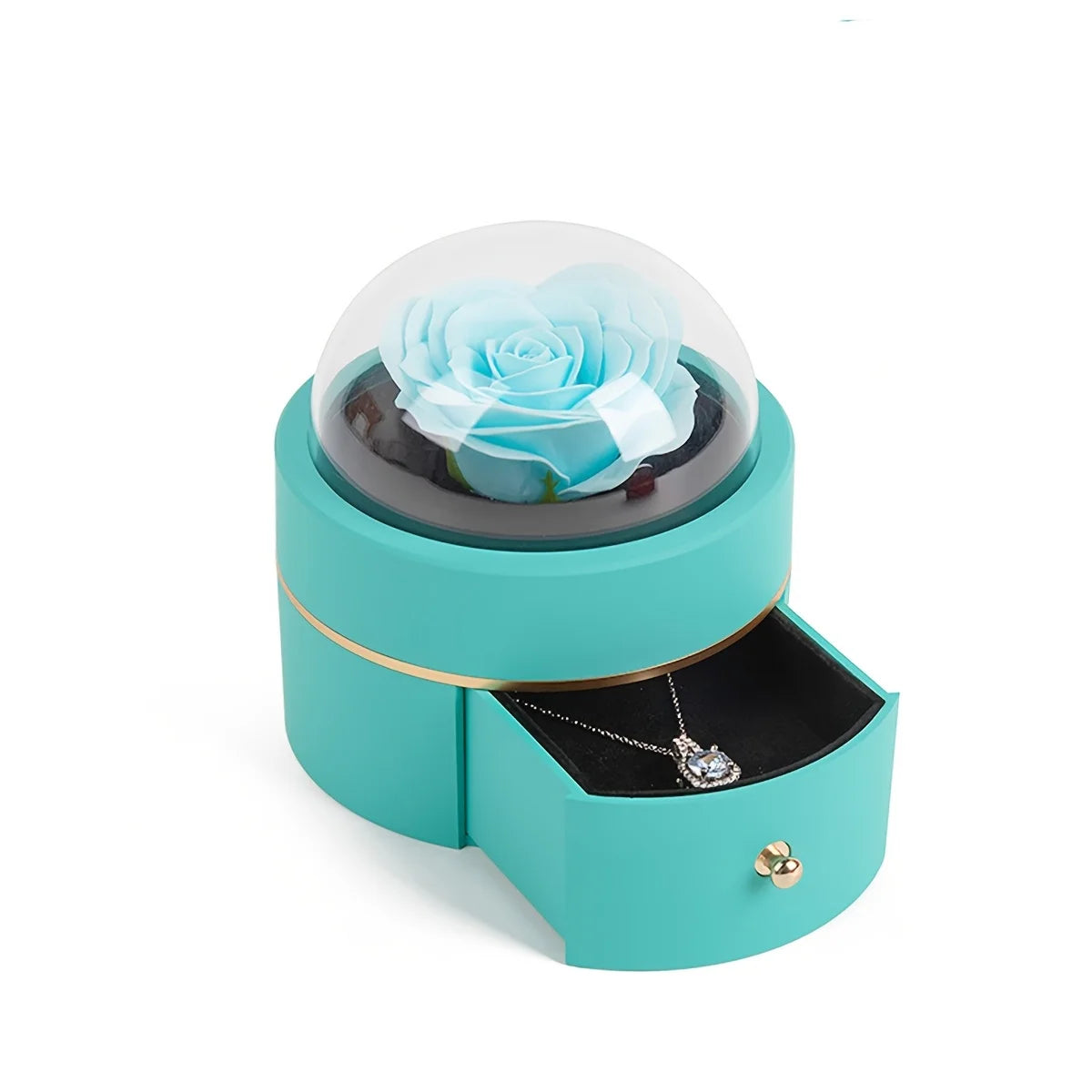 Romantic Rose-Shaped Velvet Jewelry Gift Box – Round Ring & Necklace Packaging for Valentine's Day, Christmas, or Proposals