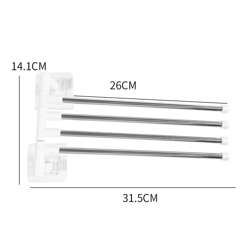 Rotating Bathroom Towel Rack – Punch-Free Wall-Mounted Stainless Steel Organizer with Suction Cup