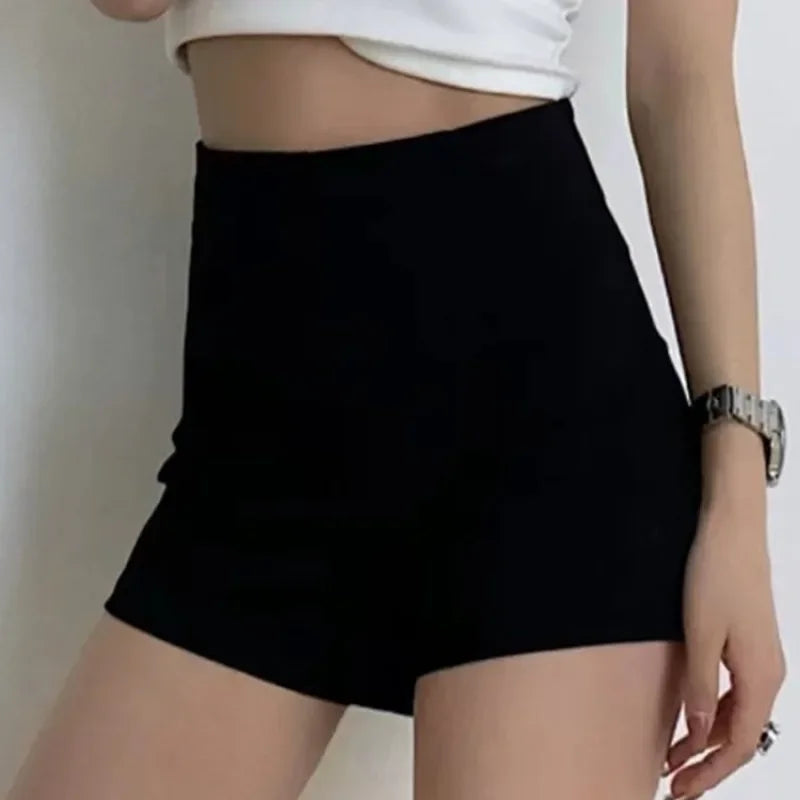 Women's Slim Fit Black Shorts – Korean Streetwear Style, High Elasticity, Clubwear & Casual Fashion for Autumn