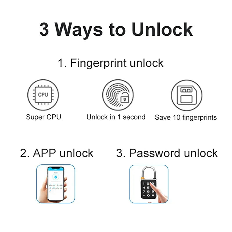 Smart Fingerprint Padlock – Keyless Biometric Security Lock with Password Access, Anti-Theft Protection, and TTLOCK/Tuya App Control