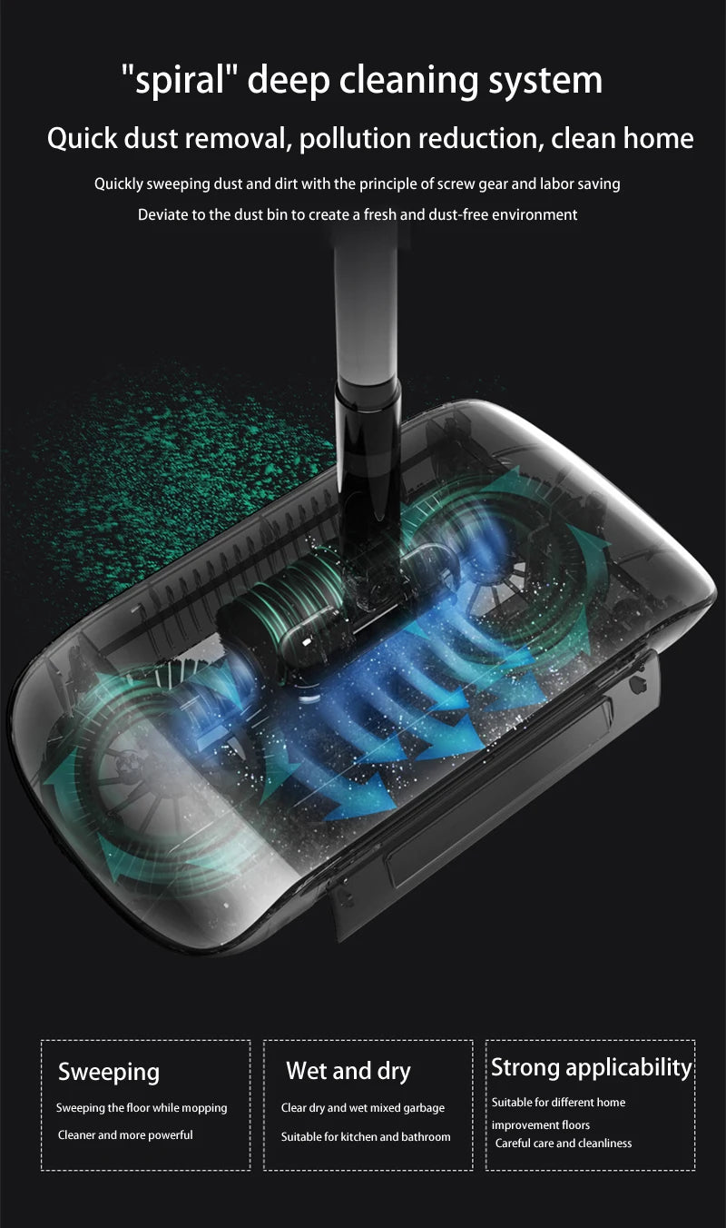 All-in-One Manual Sweeping Broom & Dustpan Set – Hand-Push Floor Sweeper & Vacuum Cleaner for Home Use