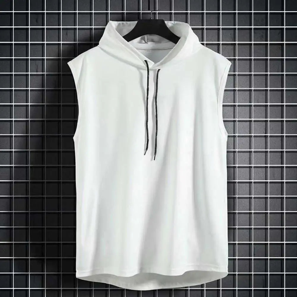 Men’s Sleeveless Gym Hoodie – Lightweight Summer Sports Vest with Hood | Casual Fitness Tank Top