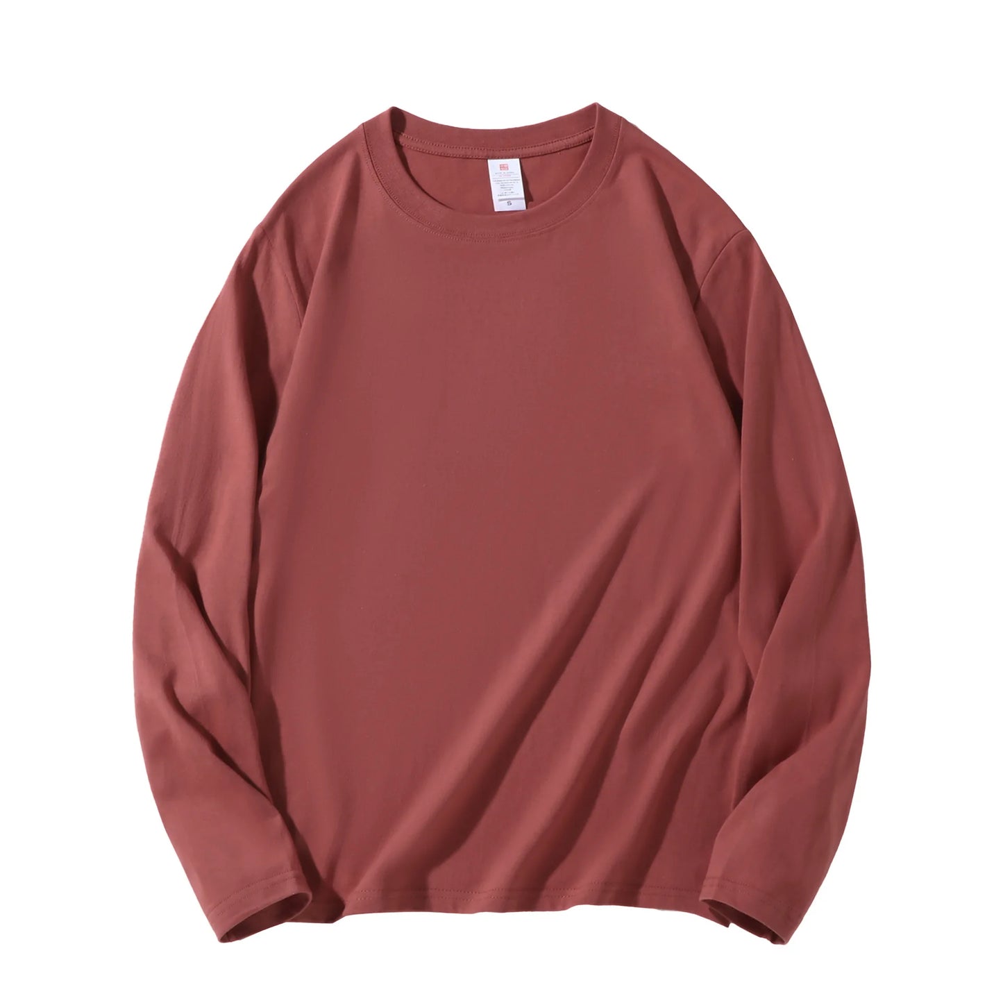 Men's 100% Cotton Long Sleeve T-Shirt – Solid Color, Round Neck Casual Top (MRMT 2025)