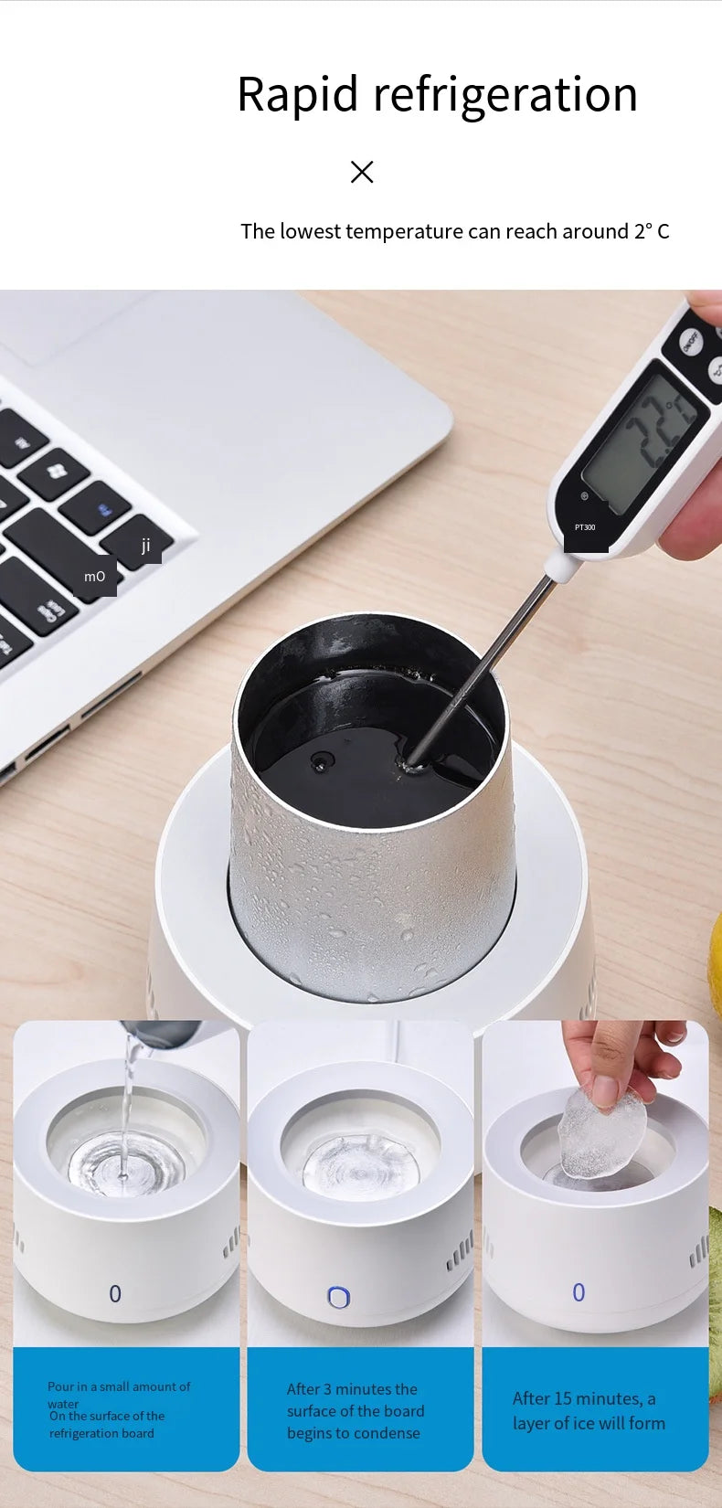 USB Mini Beverage Cooler Cup – Fast Cooling Mug for Soda, Beer, Water & Cans – Portable Drink Chiller for Car & Home Use