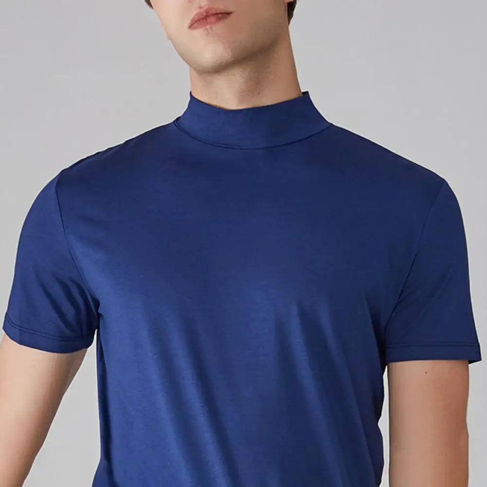 Men’s Slim Fit Half-High Collar Quick-Dry T-Shirt – Short Sleeve Lightweight Summer Sports Tee