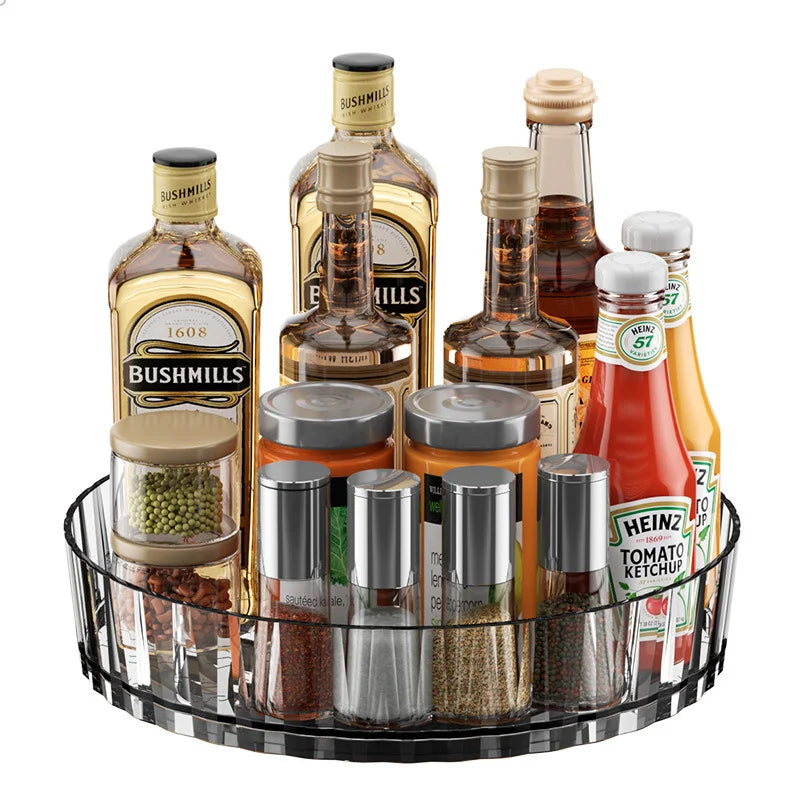 360° Rotatable Non-Slip Storage Rack for Kitchen and Bathroom — Spice, Cosmetic, and Cabinet Organizer Tray