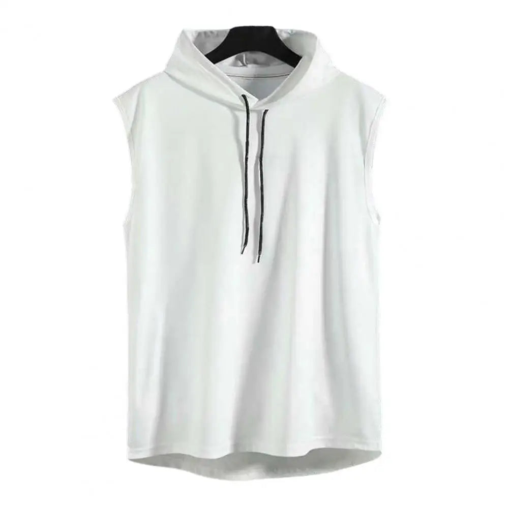 Men’s Sleeveless Gym Hoodie – Lightweight Summer Sports Vest with Hood | Casual Fitness Tank Top