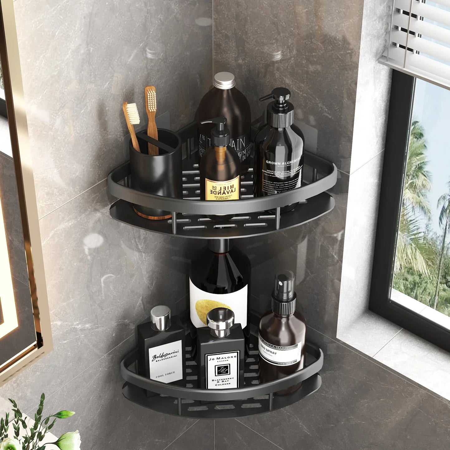 No-Drill Wall-Mounted Bathroom Shelf – Corner Shower Organizer for Shampoo, Toiletries, and Bathroom Essentials