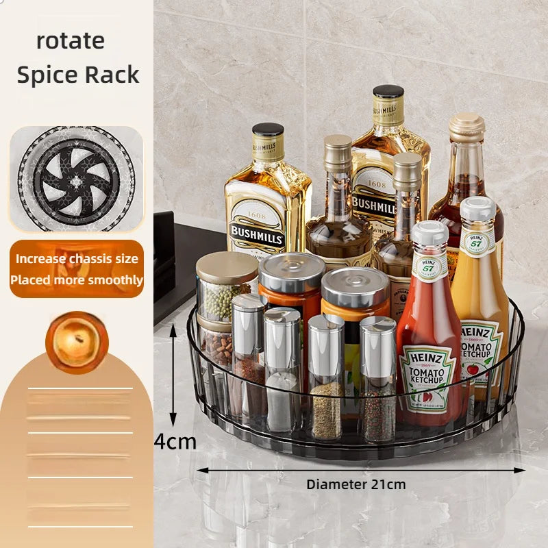 360° Rotatable Non-Slip Storage Rack for Kitchen and Bathroom — Spice, Cosmetic, and Cabinet Organizer Tray
