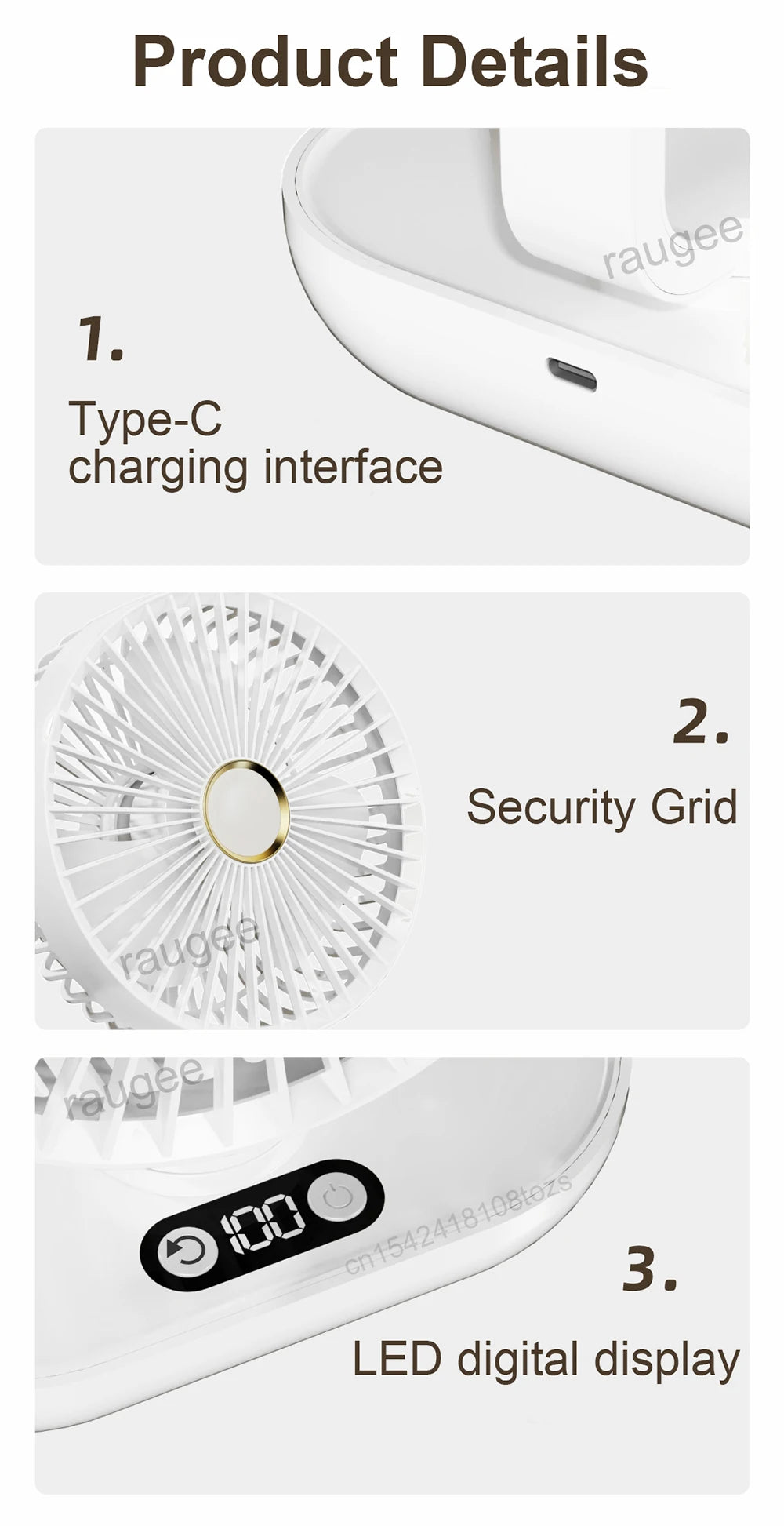 Compact USB Rechargeable Desk Fan with Digital Display – Small Portable Air Circulator for Desktop Use