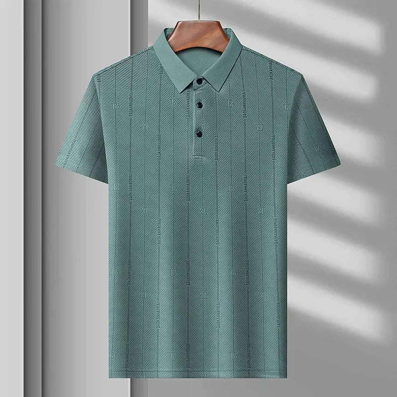 Men’s Breathable Ice Silk Polo Shirt – Seamless Short Sleeve Business Casual Summer Top