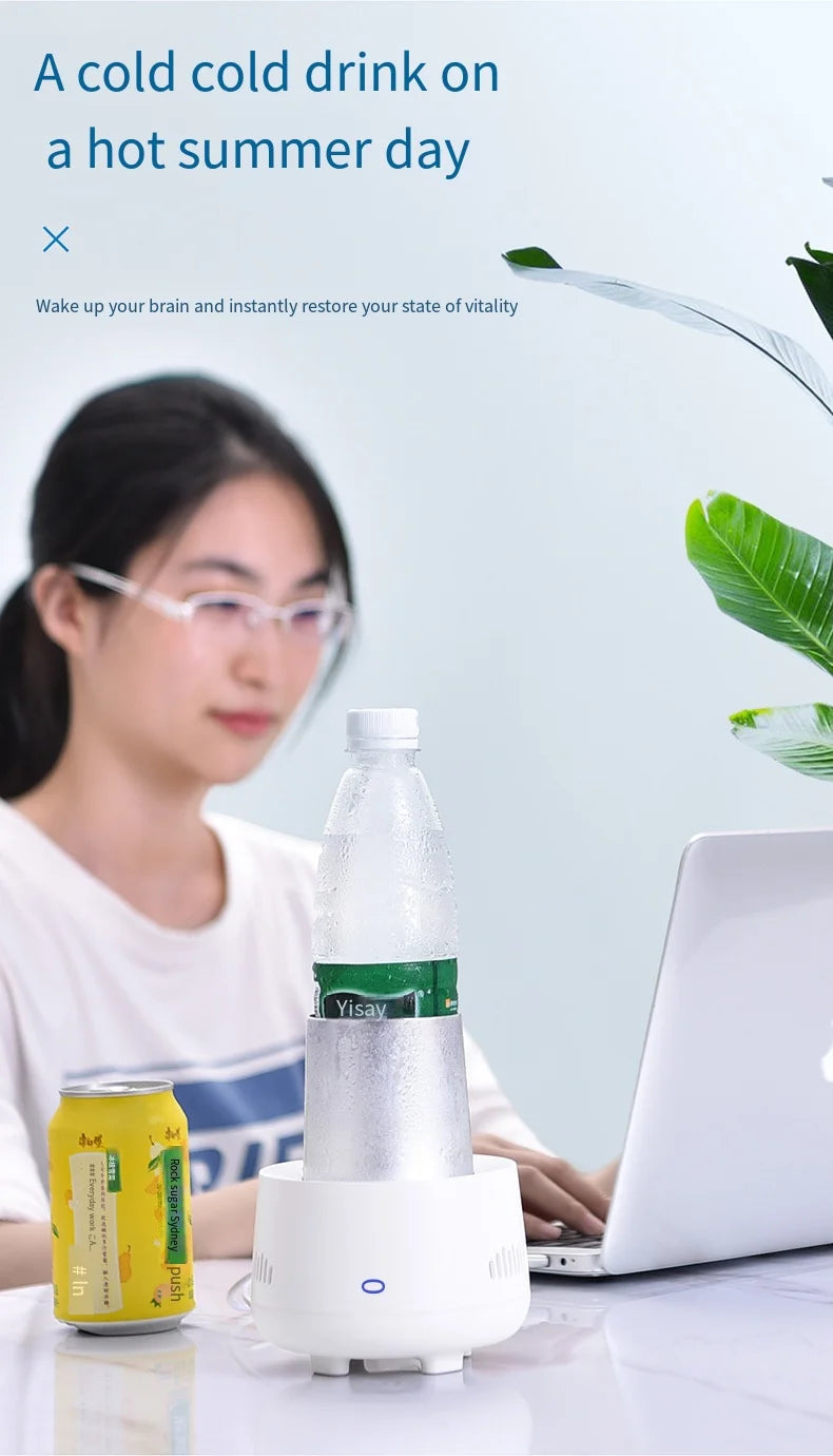 USB Mini Beverage Cooler Cup – Fast Cooling Mug for Soda, Beer, Water & Cans – Portable Drink Chiller for Car & Home Use