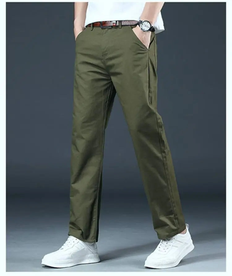 Men's Spring Loose-Fit Cotton Work Trousers – Durable Outdoor Straight-Leg Casual Business Pants 