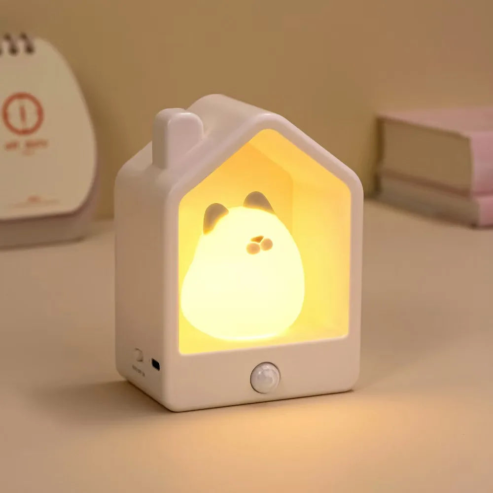 USB Rechargeable Silicone LED Night Light with Motion Sensor – Cute Animal Design for Kids' Bedroom or Nursery Wall