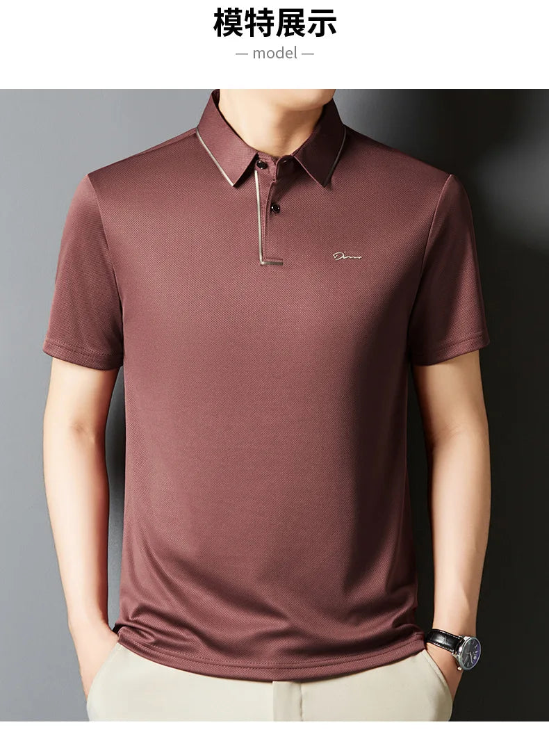 Men’s Premium Seamless Polo – Luxury Cool Fabric, Slim Fit, Anti-Wrinkle, Business‑Casual Golf Tee