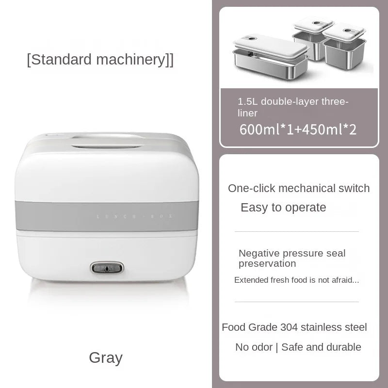 Portable Electric Lunch Box with Self-Heating, 220V Rice Cooker and Multi-Function Food Steamer