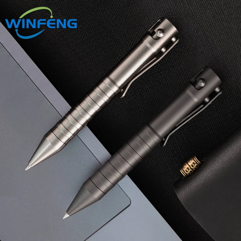 Titanium Tactical Ballpoint Pen – Bolt Action Business Pen with Glass Breaker, Self-Defense Survival EDC Tool